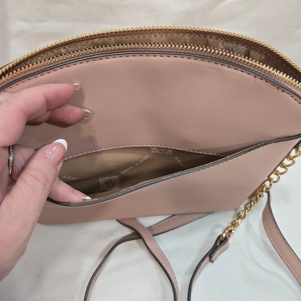 Anne Klein Crossbody Bag & Wallet Set Blush Pink Gold Chain Purse - Picture 8 of 11